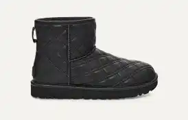 UGG Black Quilted Boots UGG Mini Fluff Quilted Cuff Black Suede Sheepskin Ankle  main image 3