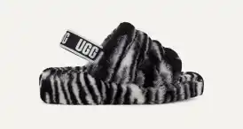 Wide Fit Zebra Print Slippers Fluff Yeah Slide Zebra Sandal UGG®