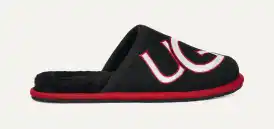 UGG - mens scuff logo - Black/Red UGG SCUFF LOGO BLACK RED SLIP ON SHEARLING LINED SLIPPER US  main image 3