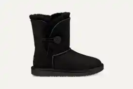 ☆人気☆【UGG】☆UGG Mini Bailey Button II Boots☆Black☆ UGG Mini Bailey Button II Black Fur Boots Womens Size 7 -NEW