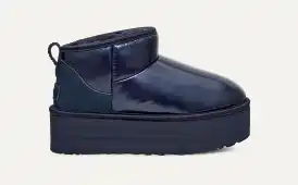 UGG☆Ultra Mini Platform Hi Shine ブーツ 2色【英国発】 UGG CLASSIC ULTRA MINI PLATFORM HI SHINE SILVER ANKLE BOOTS