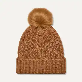 Women's Cable Beanie With Pom - Main Image