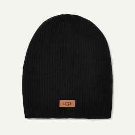 UGG Women's Chunky Rib Beanie Logo, Black at Amazon Women's