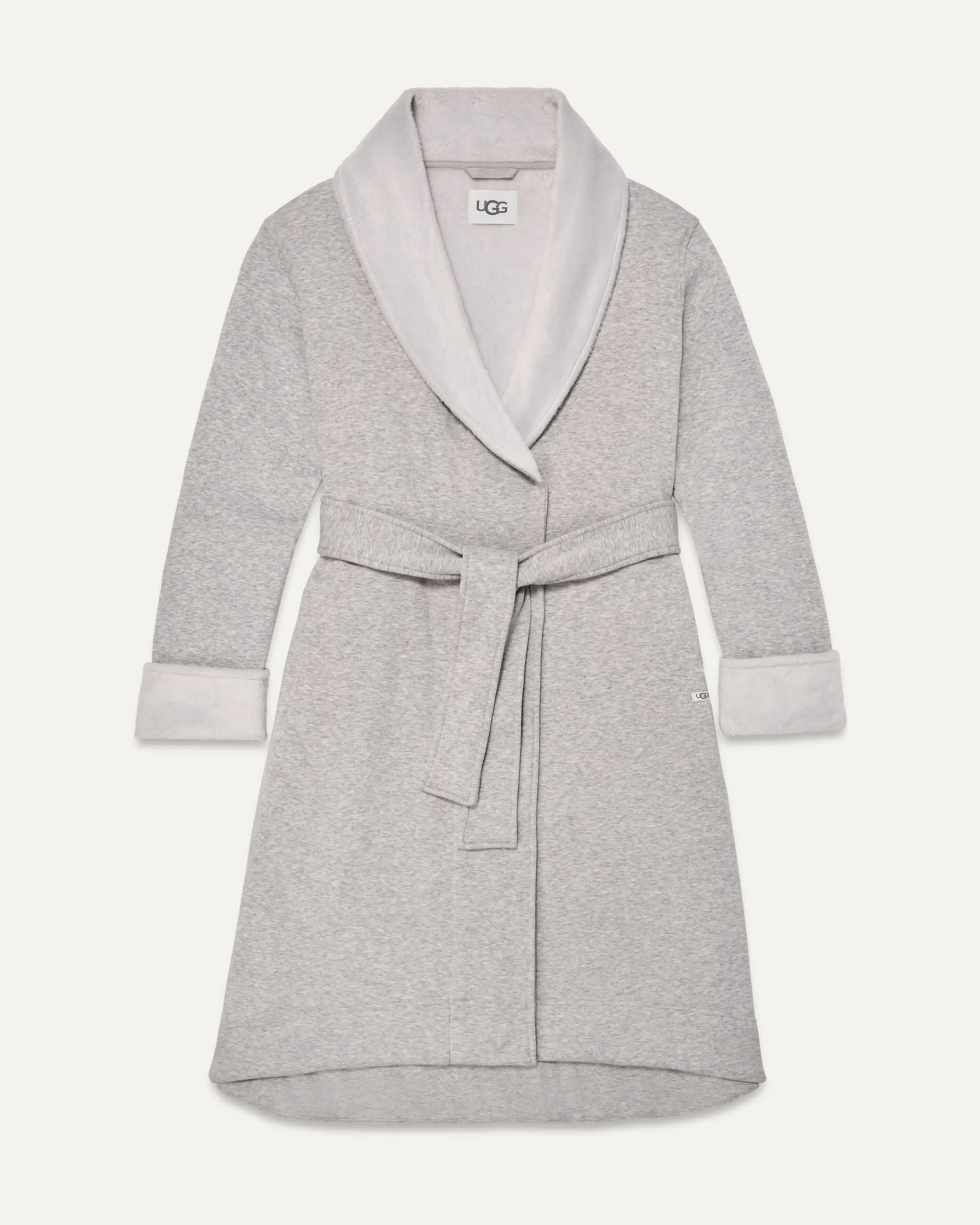grey jersey dressing gown Threadbare Women's Grey Soft Faux Fur Trim Hooded Ladies' Dressing Gown main image 1