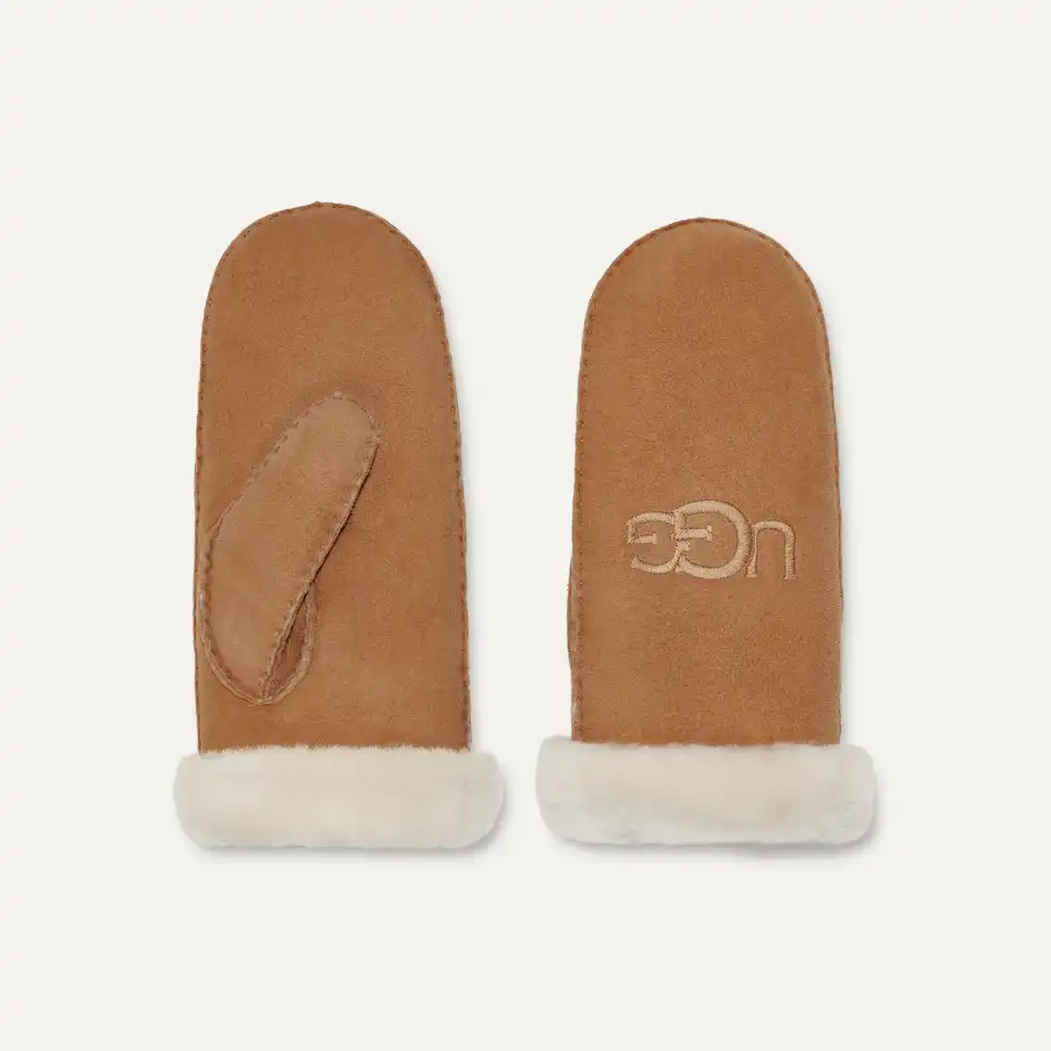 Women's Sheepskin Embroider Mitten