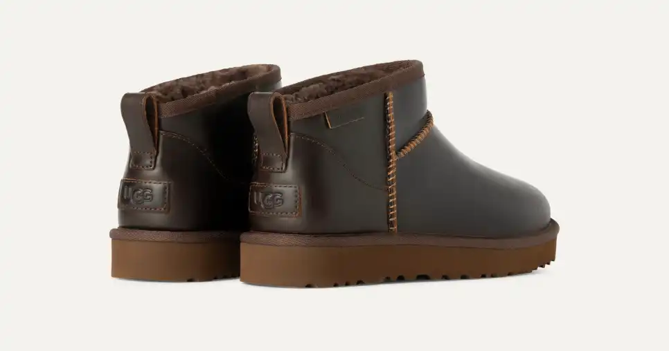 【関税込み】W Classic Ultra Mini Boots - UGG - Leather - Bei UGG® Classic Ultra Mini Leather Regen for Women | UGG®
