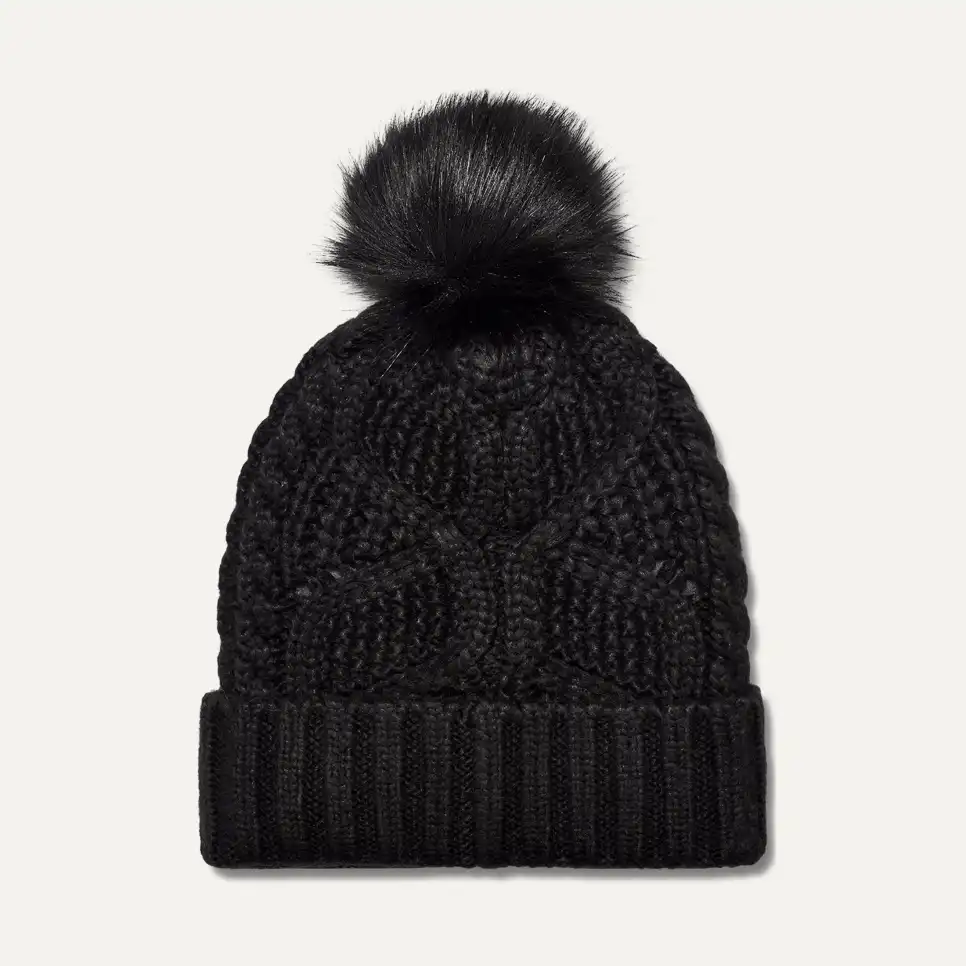 Women's Cable Beanie With Pom