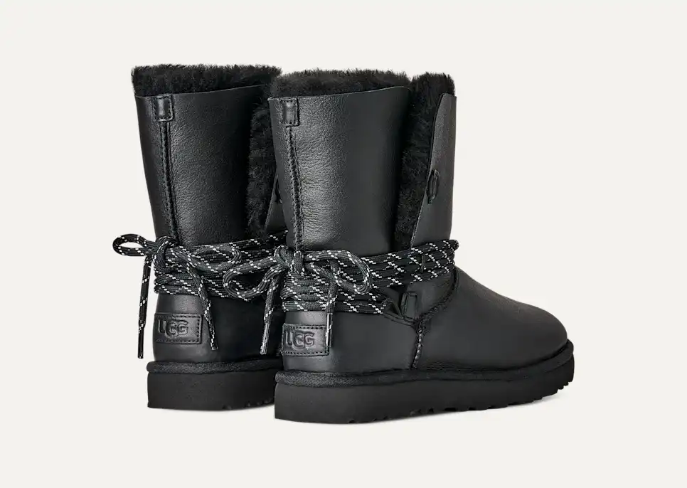 UGG ブラックレザーシューズ ファー付き size:29 (eu43) UGG® Classic Bailey Tie Leather Boot for Women | UGG® Norway