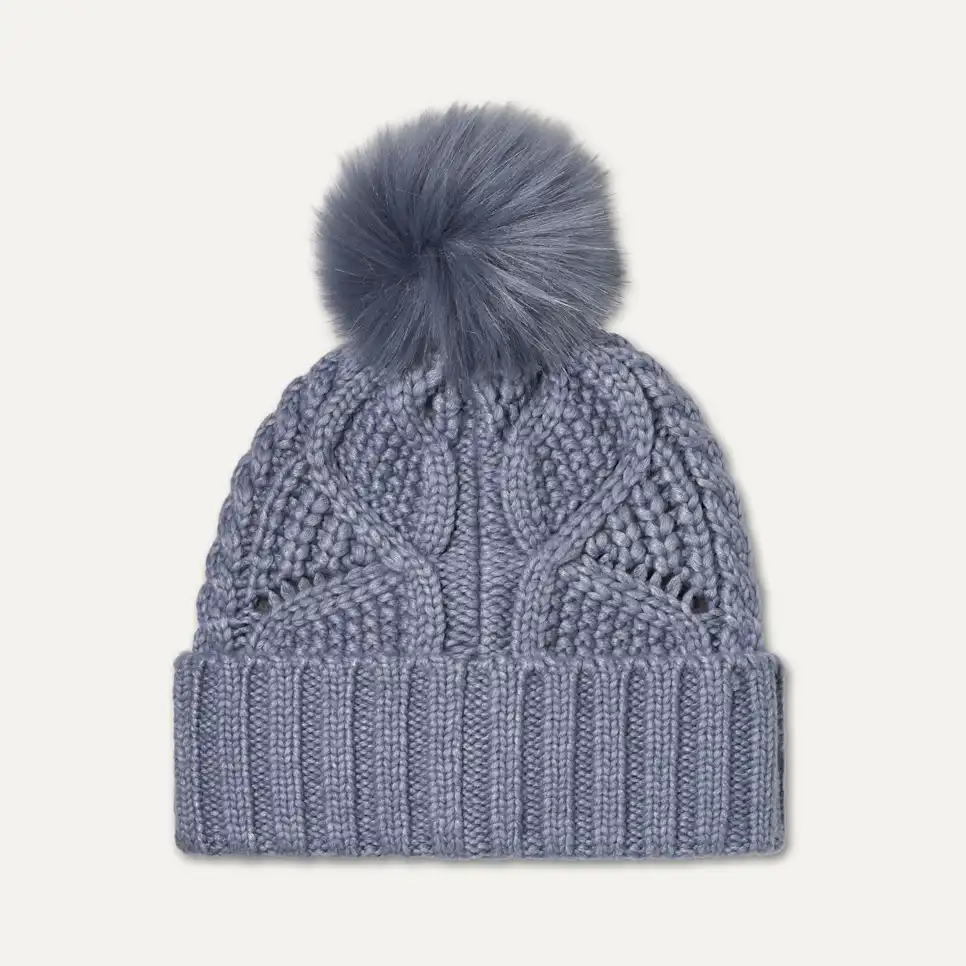 Cable Beanie With Pom