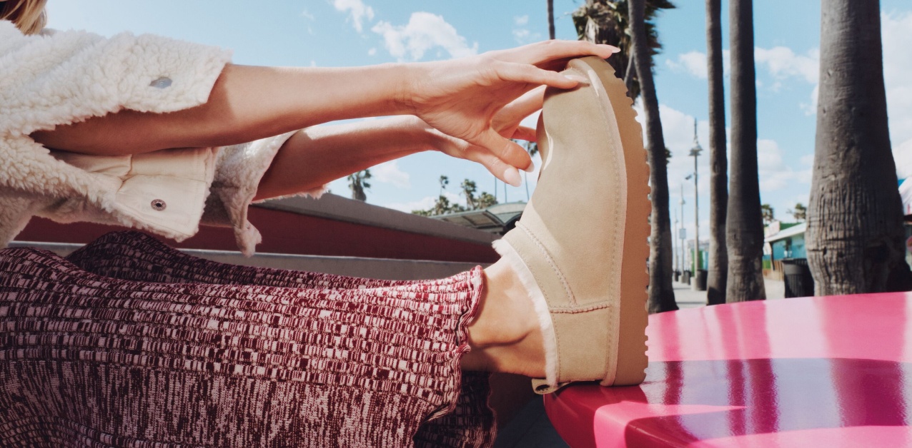 UGG Alana Shimmer TS 紫/グレー 1116103-NHT UGG (アグ) スエードアッパー サイドジップ ショートブーツ