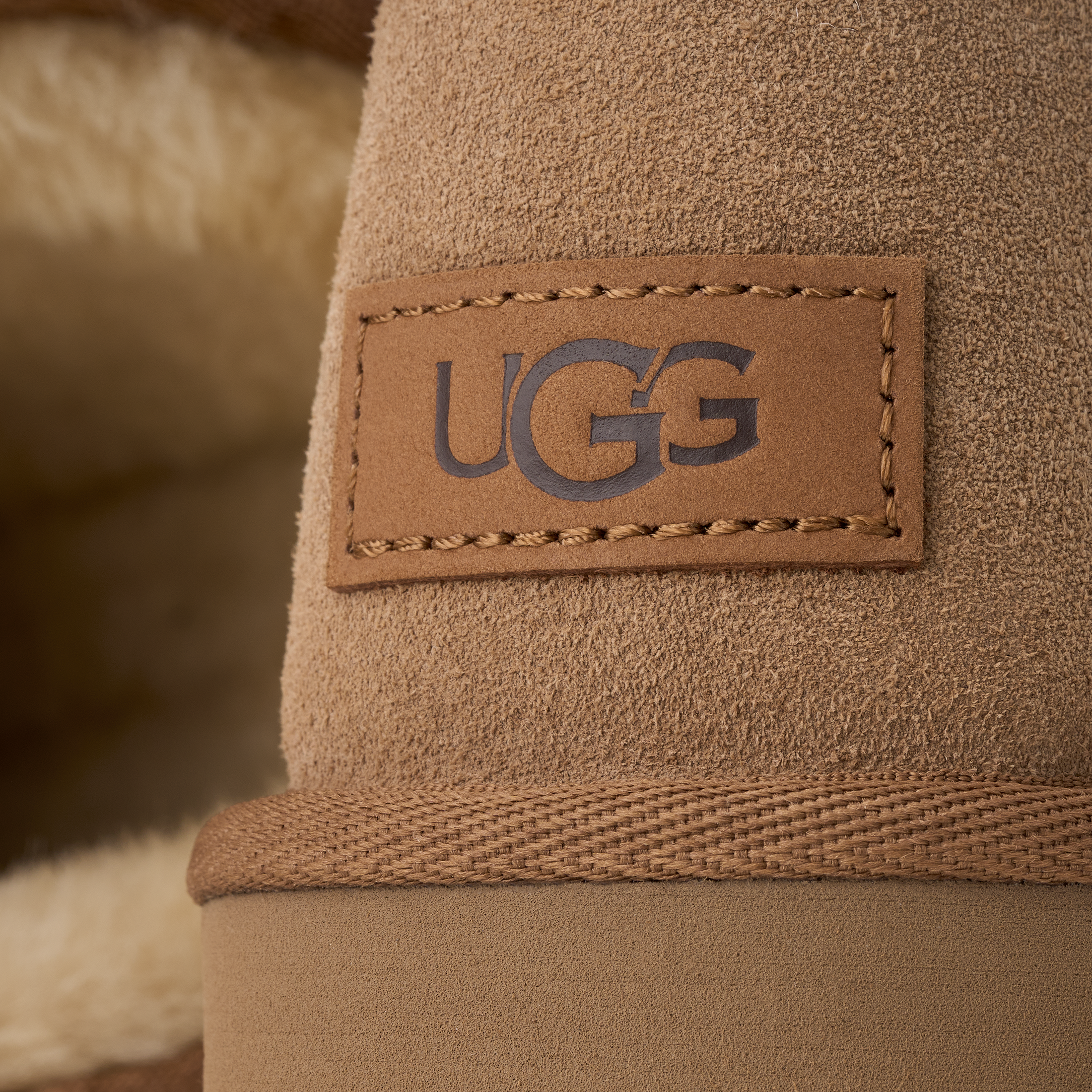 UGG Bota plana forrada pelo ultra tall de mujer Cuero — foto 4